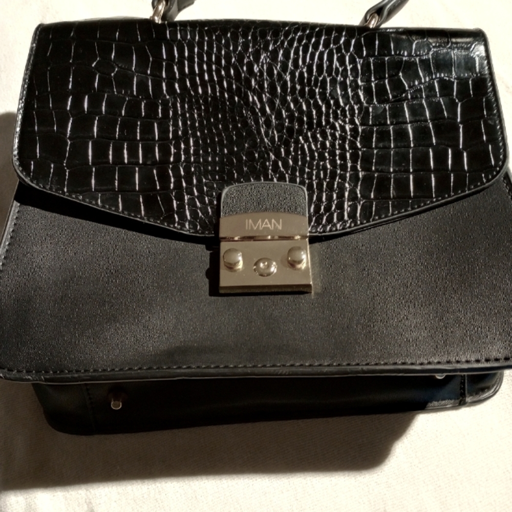IMAN BLACK SHOULDER/HAND BAG